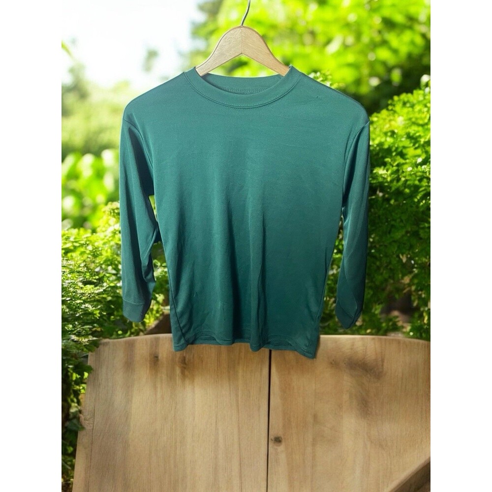 Lot of 2 VKM Youth Large Long Sleeve Shirts 100% Polyester Teal & Green